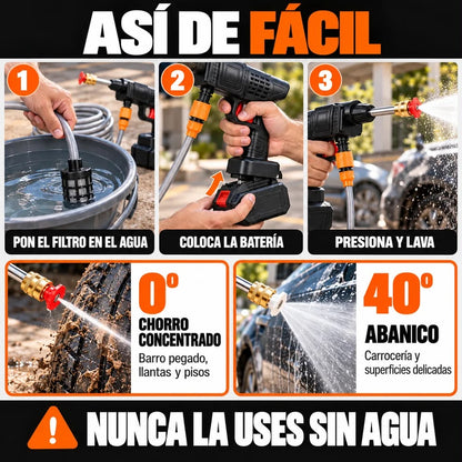 Hidrolavadora Inalámbrica con 2 Baterías + Kit de Herramientas Gratis